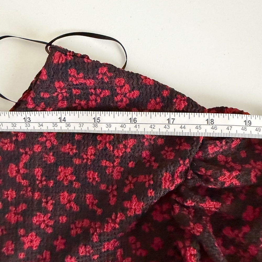 Sandra Darren Red Black Floral Crepe Tiered V-Neck boho cottagecore Dress 3X - Picture 9 of 12